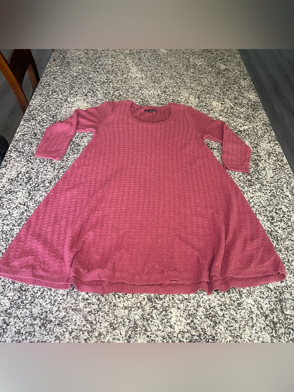 American Eagle women’s large sweater tunic dusty rose 3/4 sleeve waffle knit top